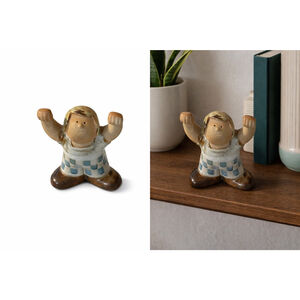 Vintage FF Japan Ceramic Figurine – Cheerful Child, Handcrafted Pottery Decor